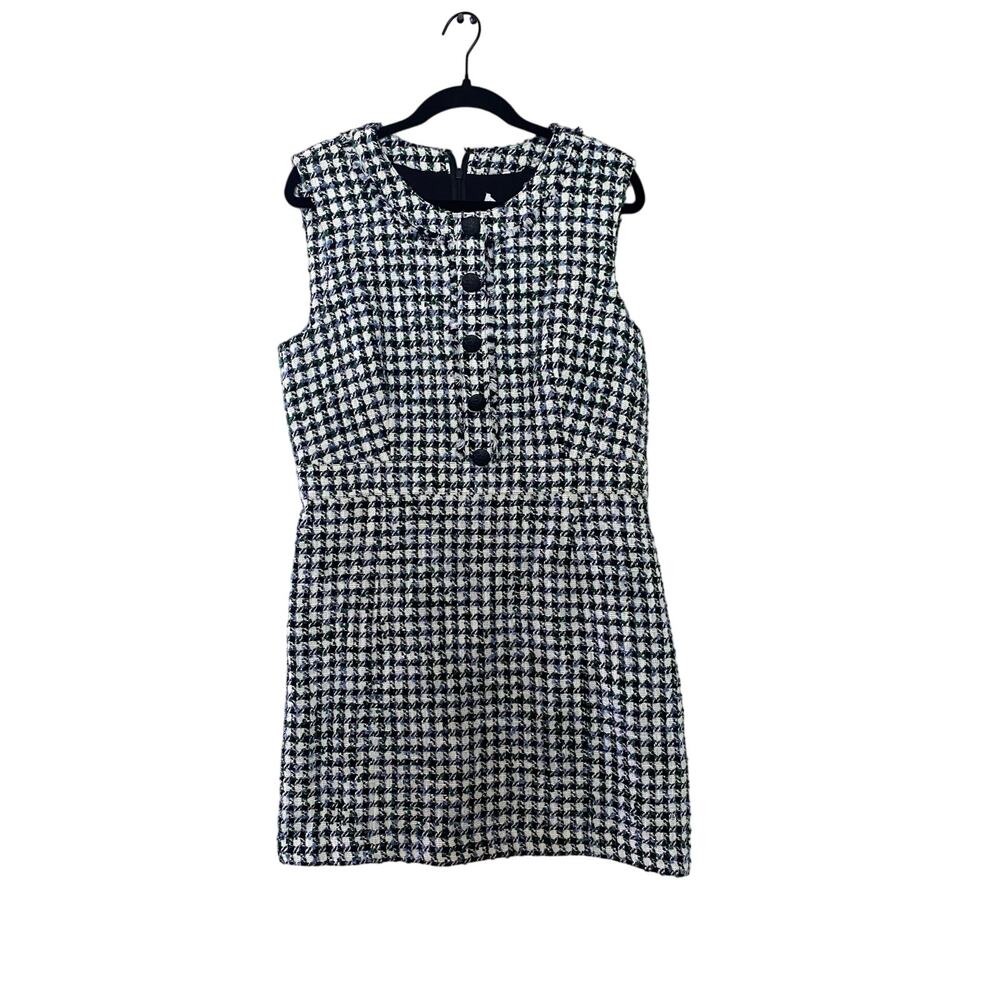 New Veronica Beard Julie Sleeveless Tweed Dress in Blue/Pinegrove Multi sz 12